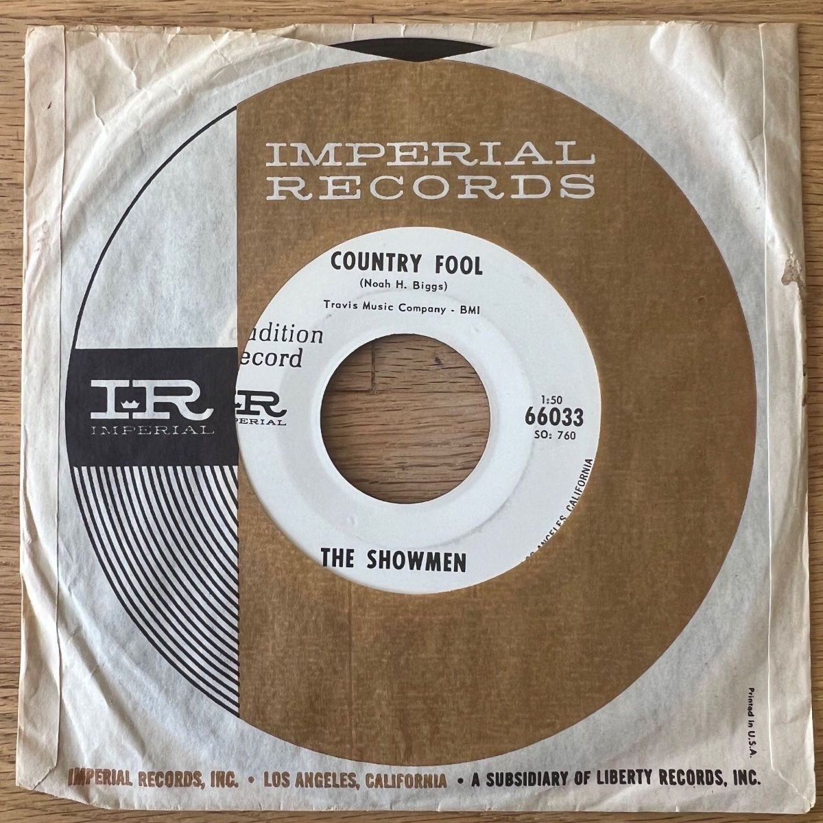 Schallplatten: Showmen - Country Fool // US-Press. 1964 – Gebraucht aus Gais von soundcave57