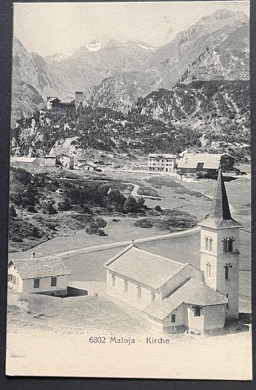 Ansichtskarten: Maloja Kirche, ca. 1920 – Gebraucht aus Ostermundigen von DaxKarten-75