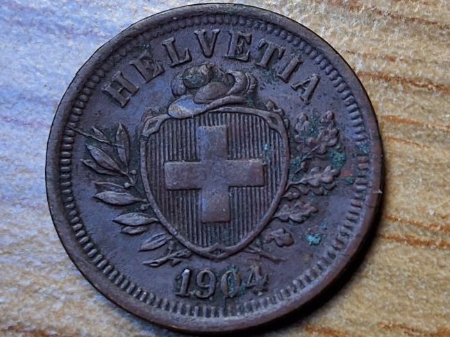 Tutti le monete: 1 Rappen 1904 - SELTEN! – Usato da Münchenstein venduto da purbach1 6