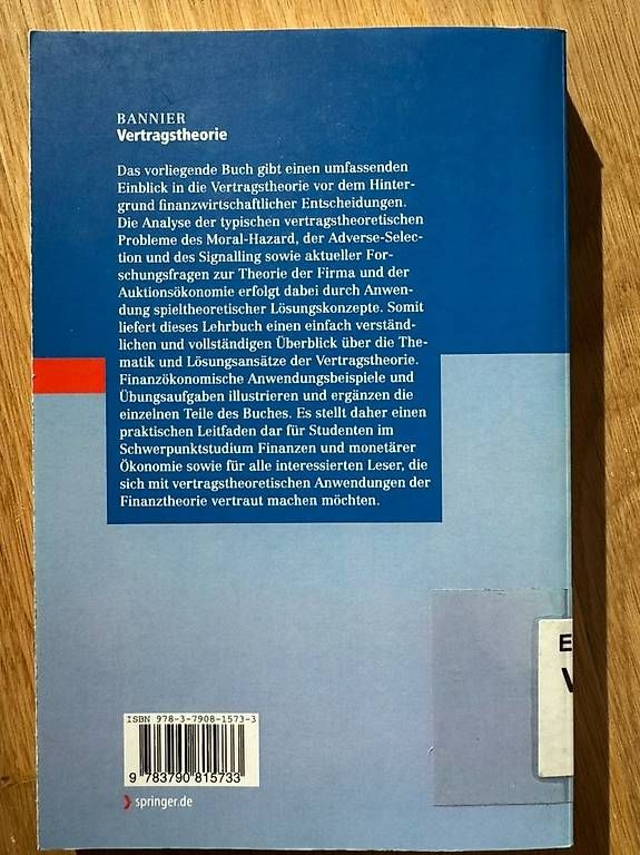 Libri: Vertragstheorie - Christina E. Bannier - Lehrbuch – Usato da Zug venduto da jonasg 1