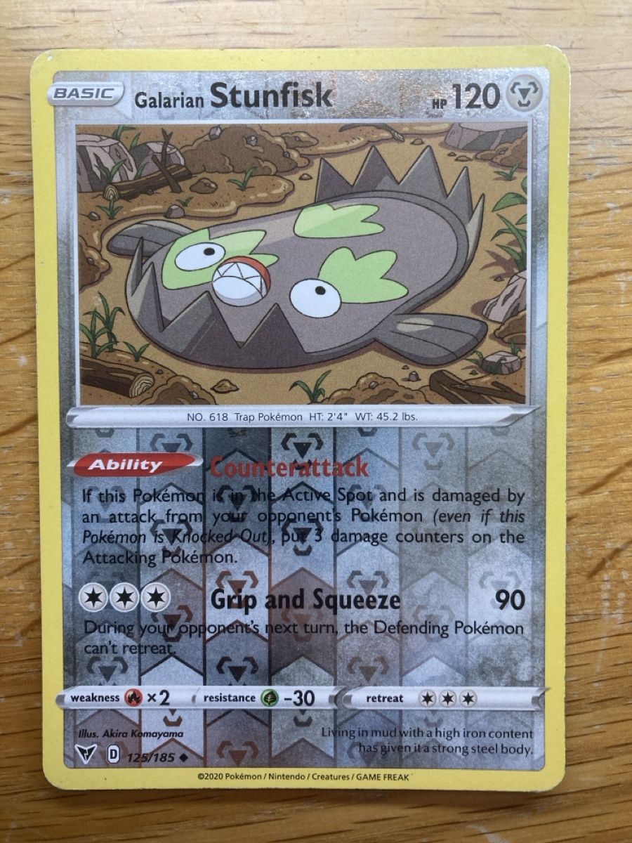 Pokémon Carte collezionabili: Galarian Stunfisk 125/185 REVERSE HOLO – Usato da Zürich venduto da sushitwiceaweek