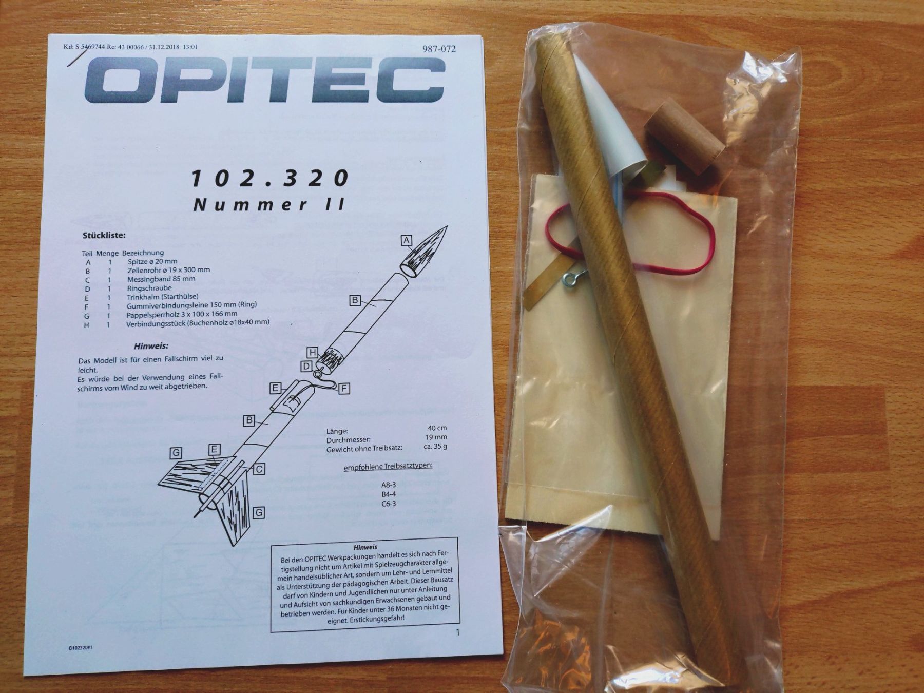 Kit di costruzioni: Opitec Werkpackungen Rakete und Startrampe – Nuovo e nell'imballaggio originale da Chur venduto da UtschiSenzaPlemas 1