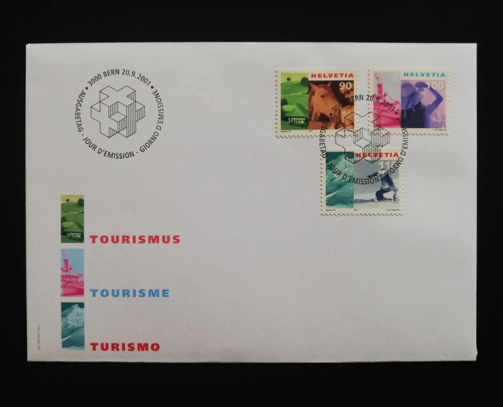Tutti i francobolli: Schweiz FDC Freimarken Tourismus III, 2001 – Usato da Gümligen venduto da Fairseriver