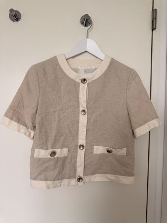 Zara cropped linen style blazer silver buttons size XS