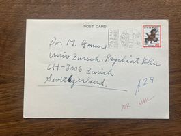 1980 Postkarte aus Japan an Psychiatrie Klinik Zürich