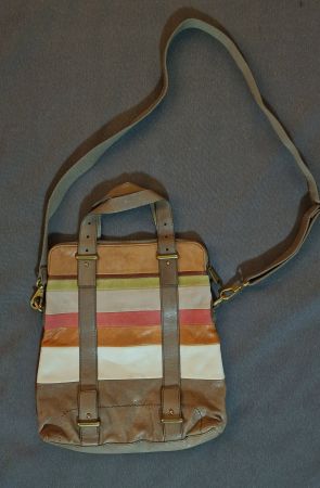 Fossil Ledertasche gestreift Umhängetasche braun beige