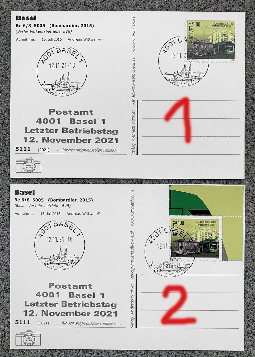 Ansichtskarten: Basel Post Basel 1 Letzttag Karte Tram Be 6/8 BVB Flexity – Neu (gemäss Beschreibung) aus Bern von AWiBe 1