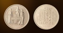 Pièce de 5 Fr. - Constitution Fédérale Suisse 1974