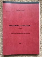 ARMÉE SUISSE RÈGLEMENT D'ARTILLERIE I VON 1961
