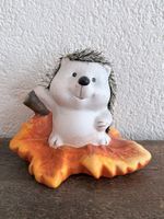 Deko Igel auf Herbstblatt Keramik Neu