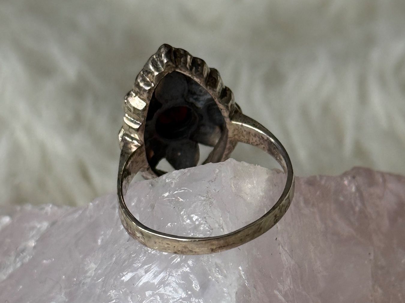 Anelli: Vintage Silberring 925 mit rotem Stein – Usato da Istighofen venduto da Ringparadies 2