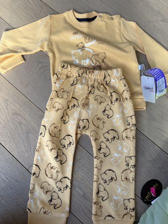 Baby Set Pullover & Hose mit Bären, gelb – NEU mit Eti