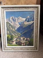 Gemälde Bergdorf Soglio Nussio 1948 Öl 60x50cm guter Zustand