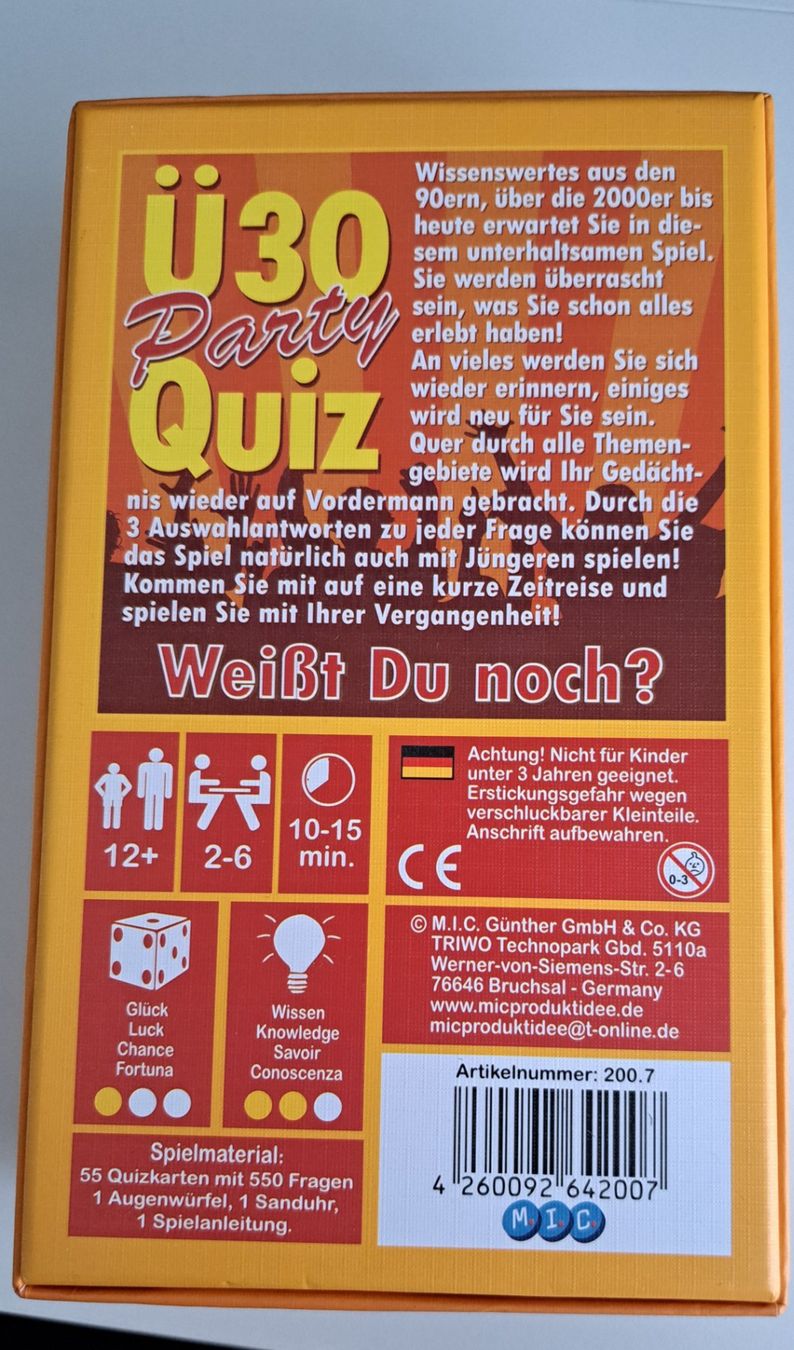 Giochi: Ü30 Party Quiz – Nuovo (secondo la descrizione) da Kreuzlingen venduto da mls92 1