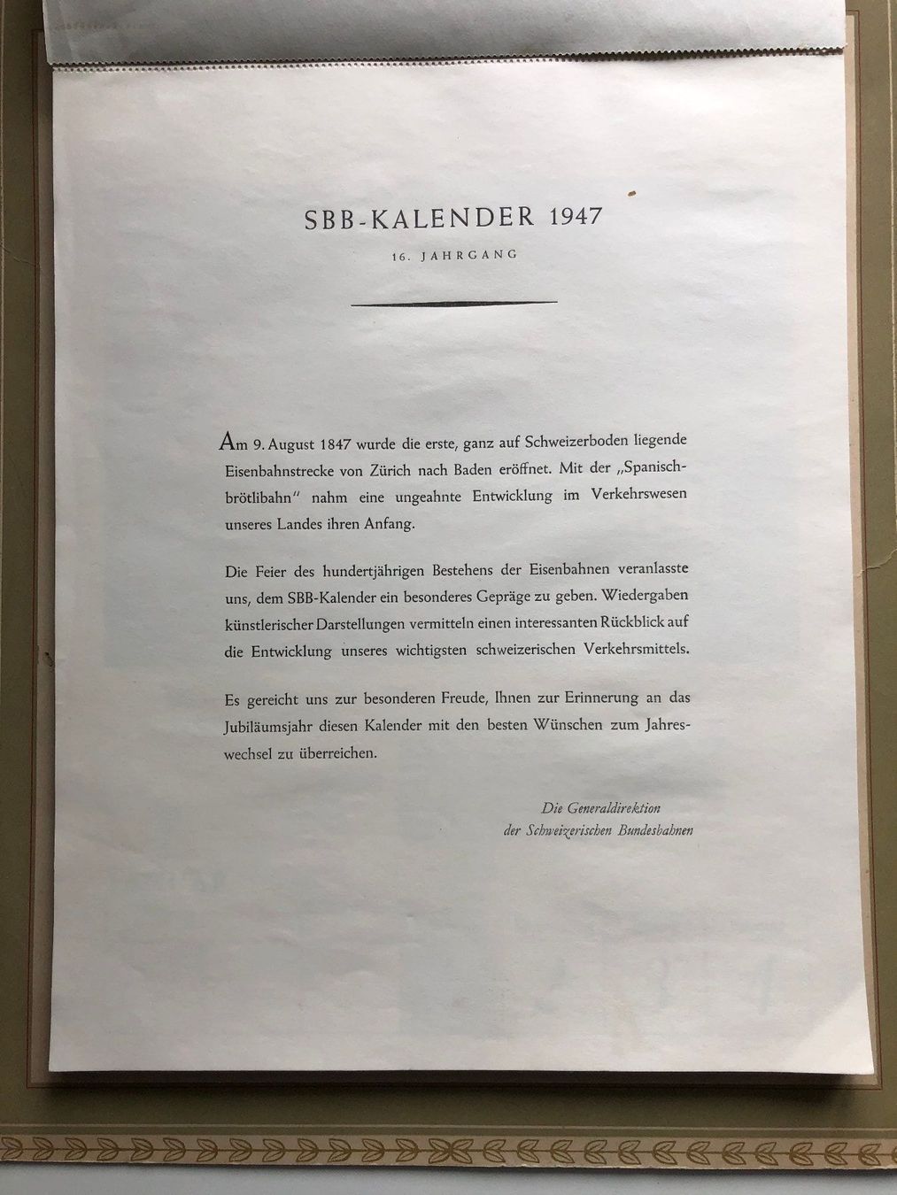 Calendari: SBB Kalender 1947 – Usato da Kräiligen venduto da hkk 1