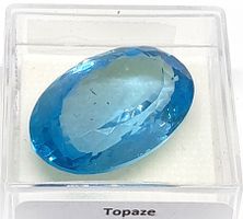 1x Topaze ovale Swiss Blue 22x15mm - CERTIFICAT 574.- Fr