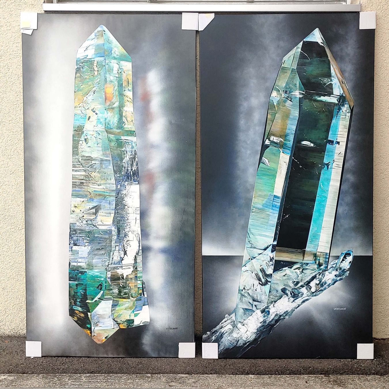 Minéraux & Lithothérapie: Zwei einzigartige Original-Acrylgemälde 'Bergkristall' – Neuf avec emballage d'origine à Steinhausen par Kristall022