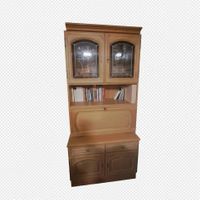 Antik Holz-Buffetschrank massiv/ Bar-Schrank mit Glastüren