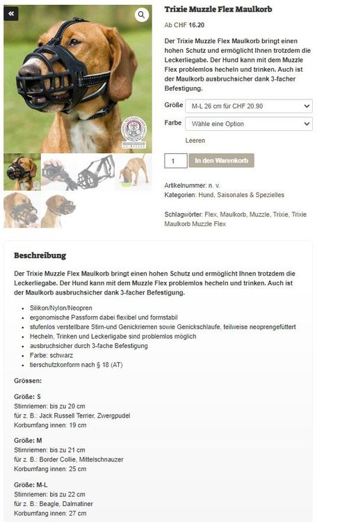 Trixie Muzzle Flex Maulkorb Gr sse 3 M L schwarz Acheter sur