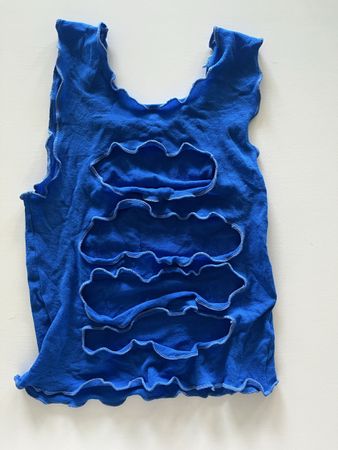 Blaues Sommer Top mit sexy Ausschnitten, Grösse Onesize