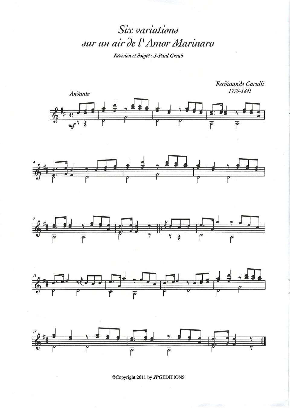 Libri: SIX VARIATIONS - Ferdinando Carulli – Nuovo (secondo la descrizione) da St-Blaise venduto da partita-ch 1