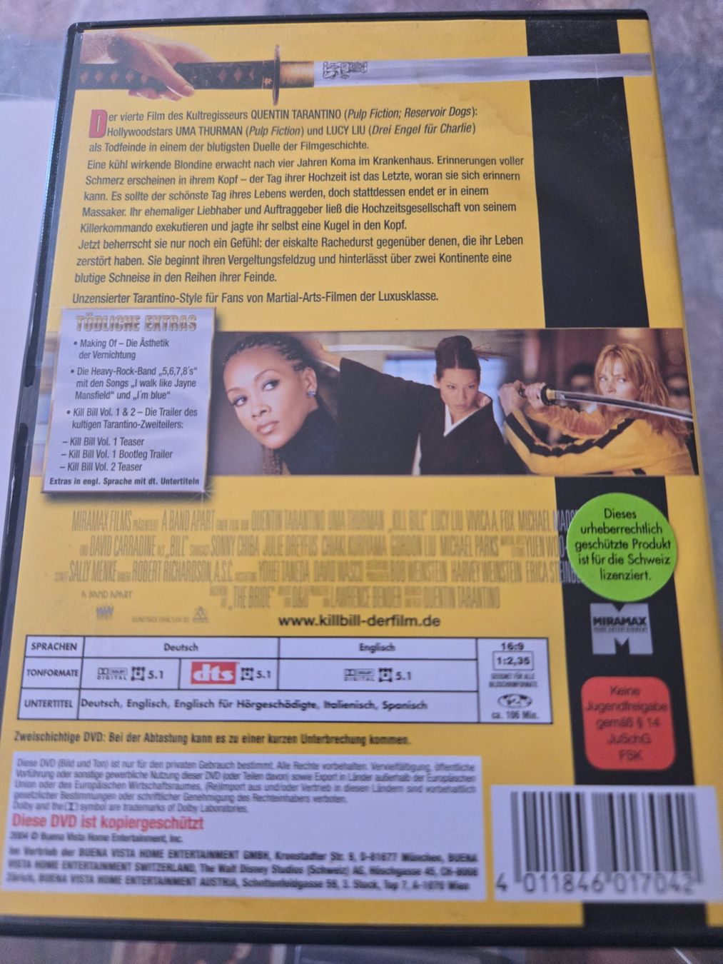 Tutti i DVDs: Kill Bill Vol. 1 DVD – Usato da Bussigny venduto da Kfdlt 1