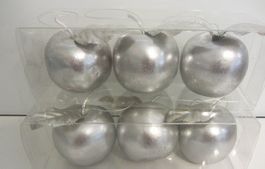 6 Stk. Äpfel silber, mit Aufhänger