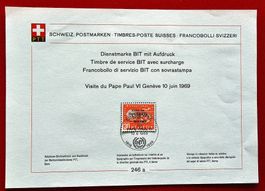 D IV BIT PAPST GENF SAMMELBLATT GENEVE VISITE PAPE PAUL 1969