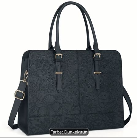 Schicke, Dunkelgrüne Handtasche / Laptoptasche, Neu!