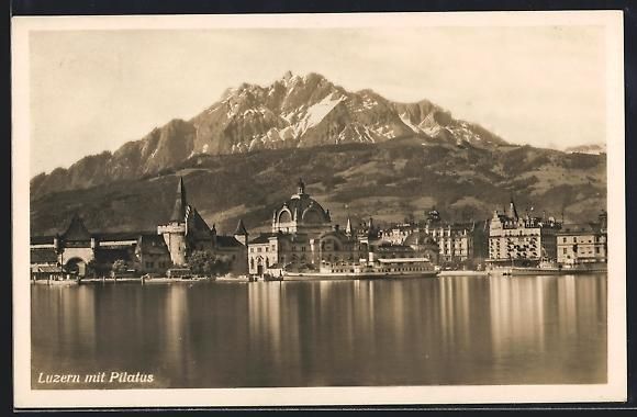 Cartoline postali: AK Luzern, Uferpartie mit Pilatus – Usato da Berlin venduto da bartko-reher