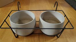 2er Set Balkonblumentopf Halterung mit Töpfen Sommer Deko 🪴