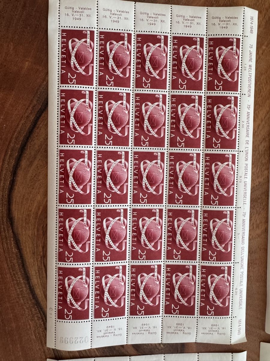 Alle Briefmarken: Briefmarken vier Bogen Weltpostverein – Gebraucht aus Solothurn von Alex702 2