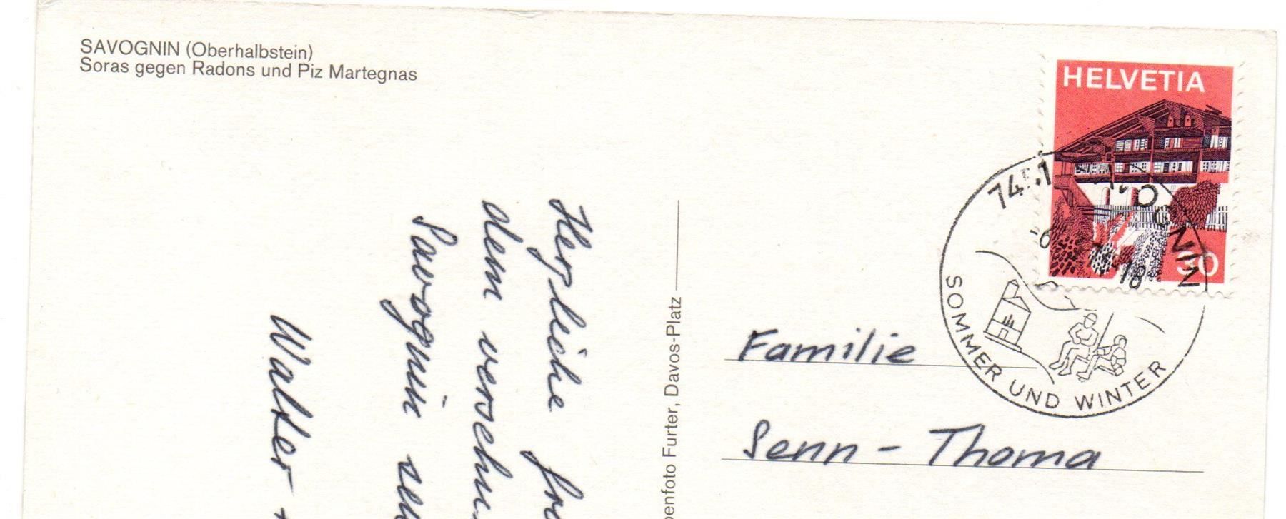 Cartoline postali: SAVOGNIN Soras gegen Radons, Auto – Usato da Jona venduto da philajona 1