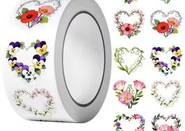 Sticker Rolle Herz Blumen Design 