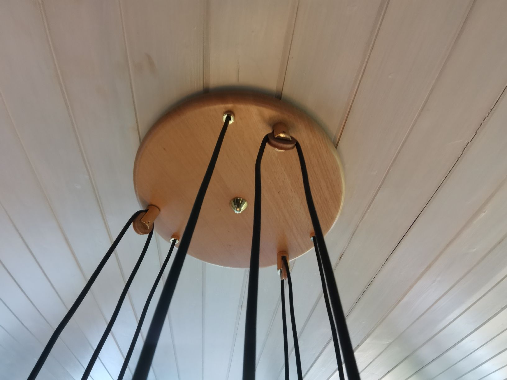 Lampadari & plafoniere: Holz-Messing Hängelampe, höhenverstellbar – Usato da Bottighofen venduto da andax 4