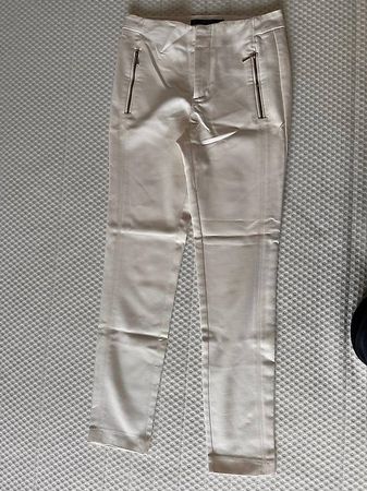 Pantalon slim blanc Zara Basic Taille XS, chic avec zips a