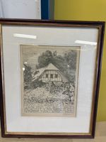 Zeichnung Cuno Amiet signiert Haus Landschaft 