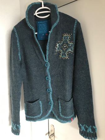 Esprit EDC Strickjacke mit Glitzer, petrol