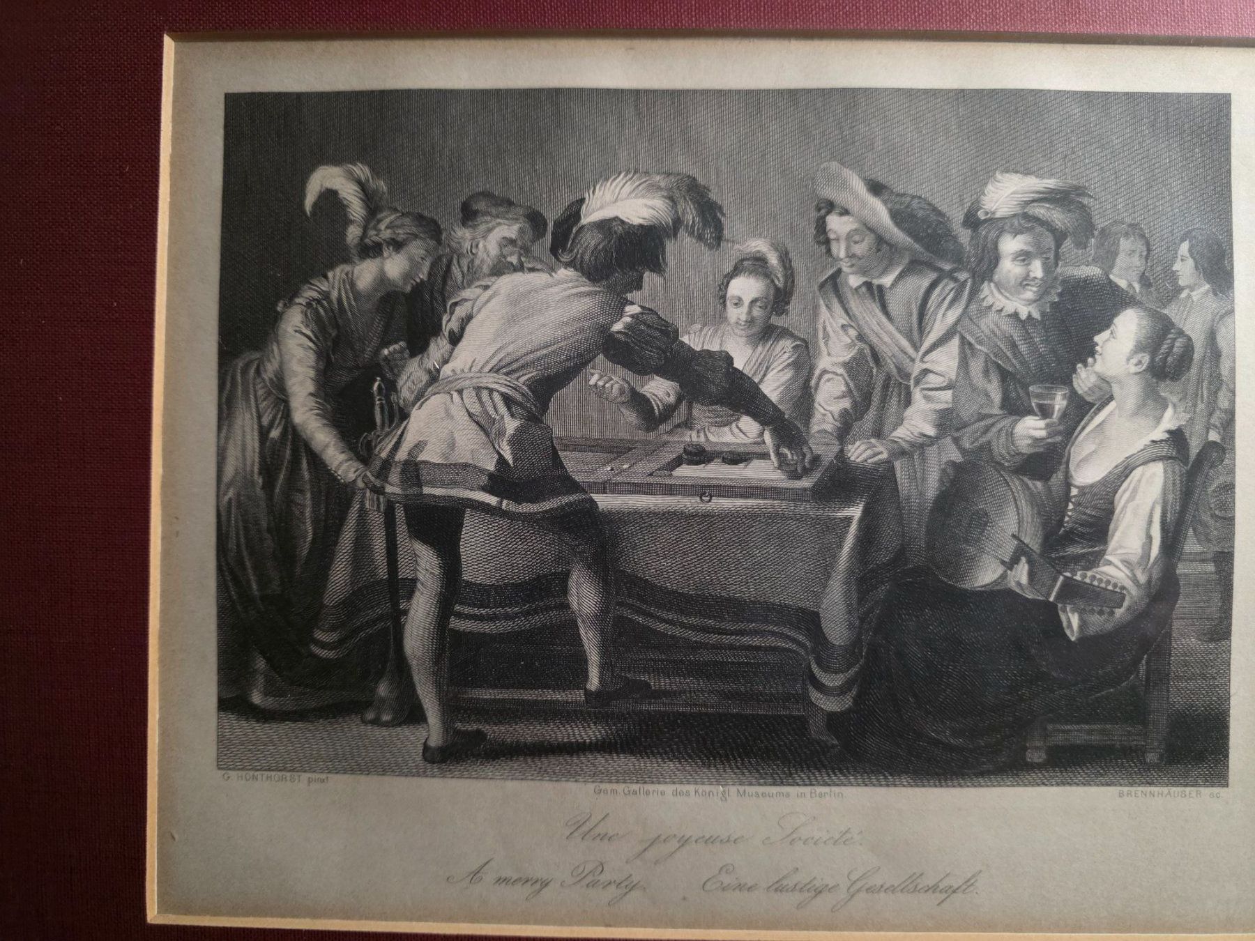 Stiche: Stich - G. Honthorst - Brennhäuser - Eine lustige Ges. – Gebraucht aus Walterswil BE von Lonitti 6