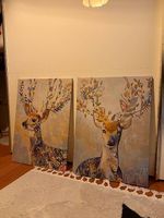 2 dekorative Bilder mit Reh- und Hirschmotiv