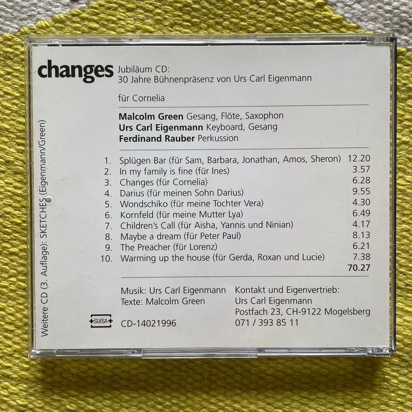 CD: EIGENMANN/GREEN/RAUBER-LIVE RÖSSLI MOGELSBERG95 – Usato da Rorschacherberg venduto da CD-Roli 1
