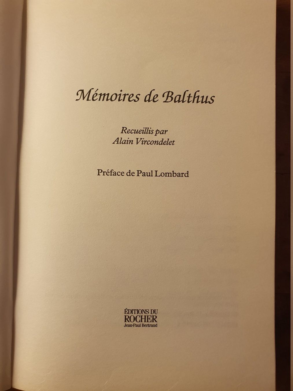 Libri: Memoires de Balthus - Alain Vircondelet – Usato da Zürich venduto da loosebone 1