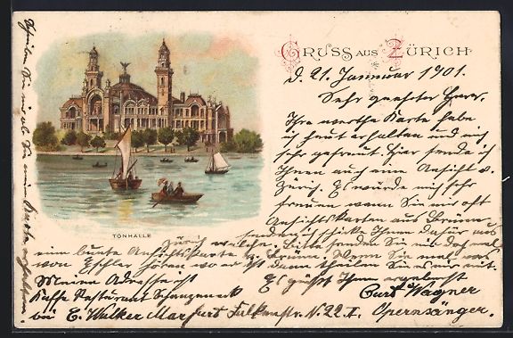 Cartes postales: Litho Zürich, Boote vor der Tonhalle – D'occasion à Berlin par bartko-reher