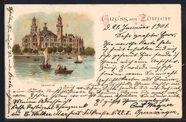 Litho Zürich, Boote vor der Tonhalle