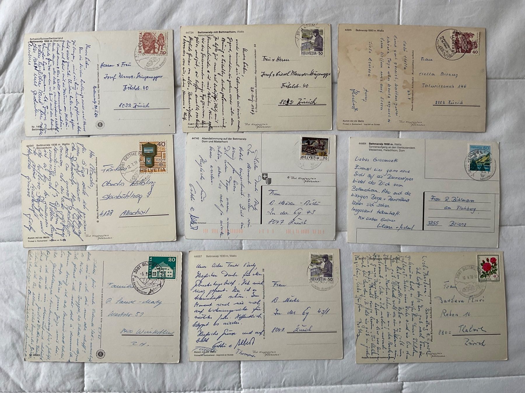 Cartoline postali: 9 AK Bettmeralp VS – Usato da Zürich venduto da Tolima194 6