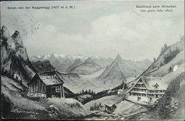 Litho SCHWYZ Gruss von der HAGGENEGG Gasthaus zum Hirschen