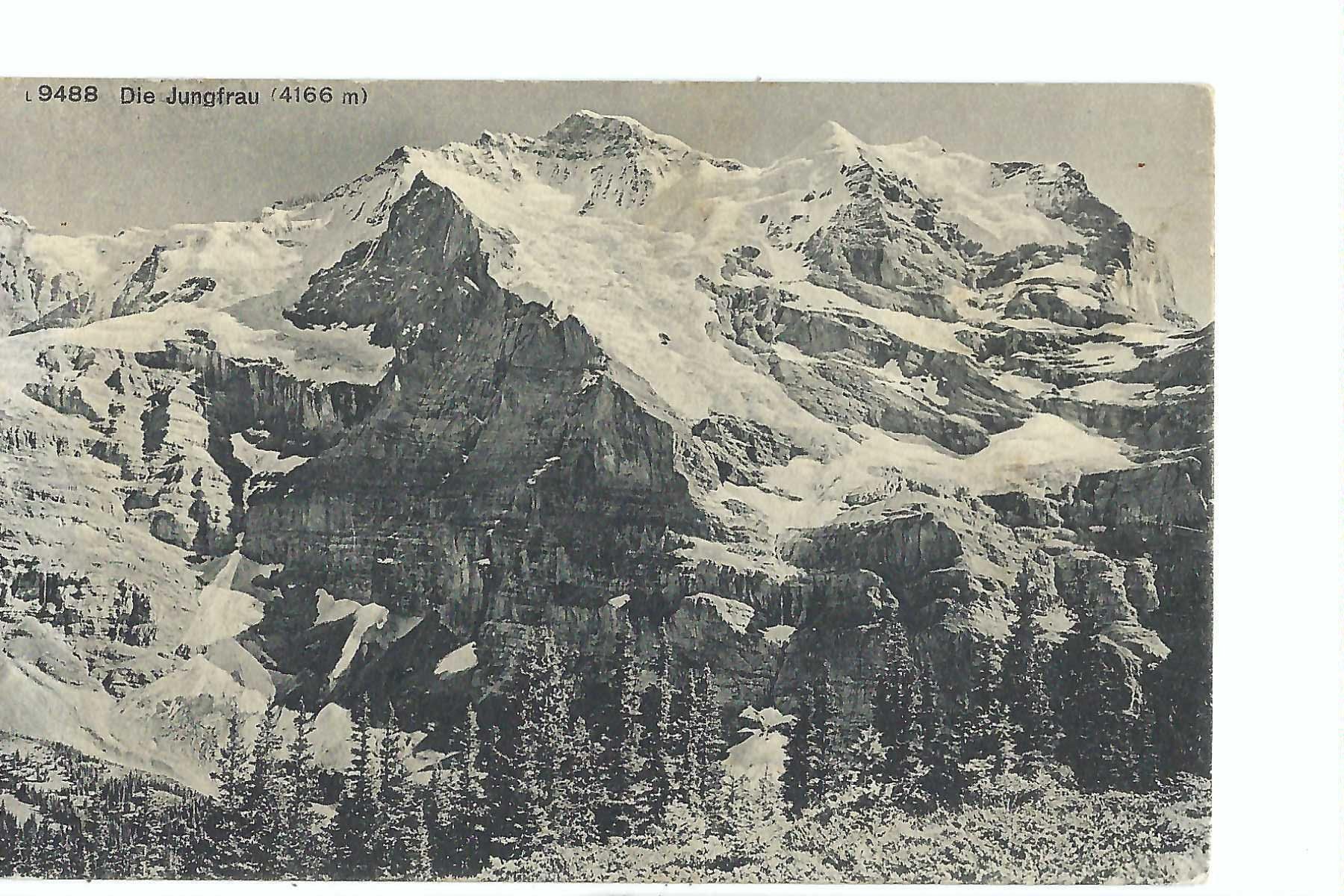 Ansichtskarten: Die Jungfrau, bei Wengernalp, 1924 – Gebraucht aus Thun von 44wart