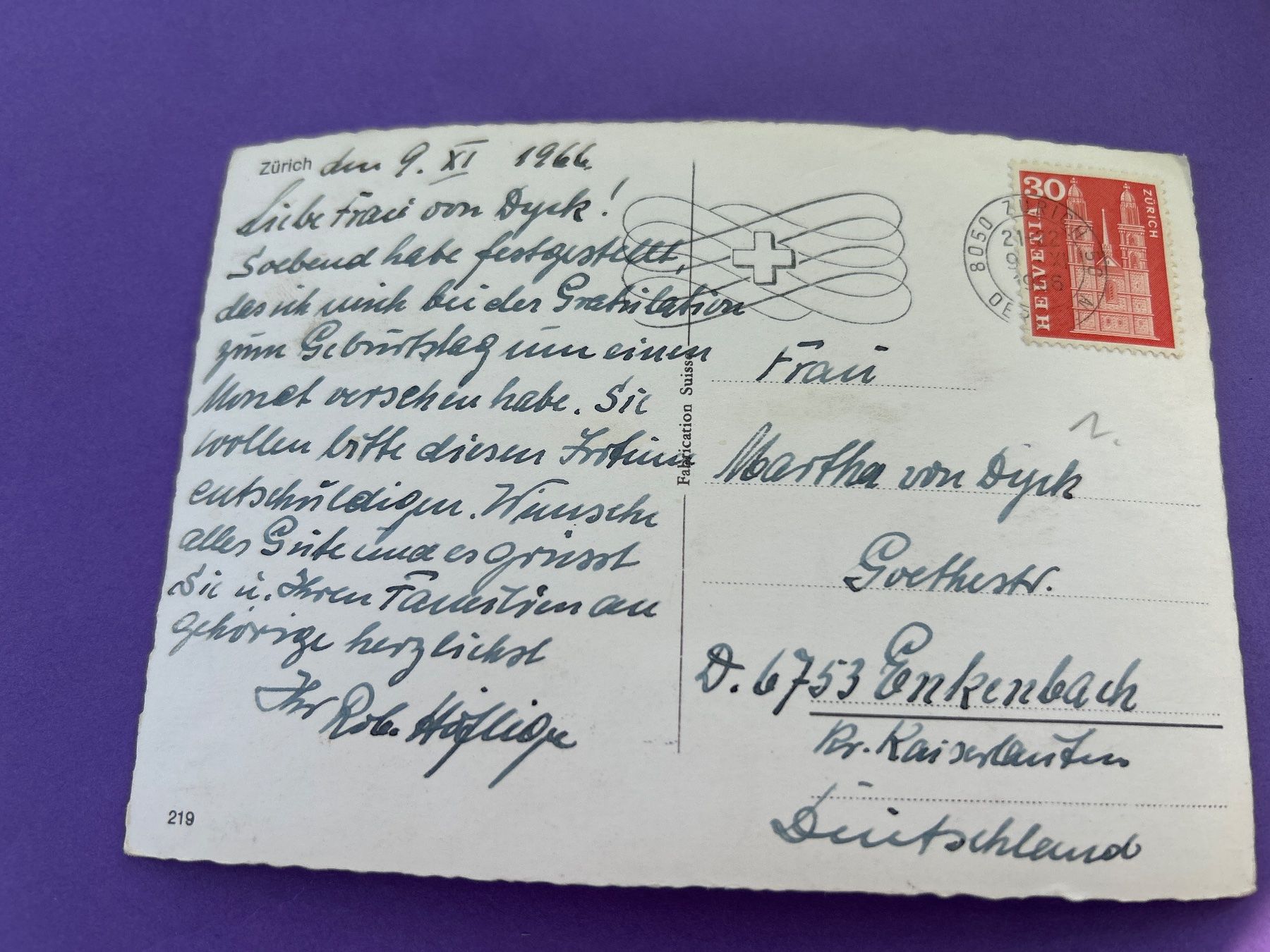 Cartoline postali: Zürich alte Ak, 1966 – Usato da Hefenhofen venduto da Bierinder 1