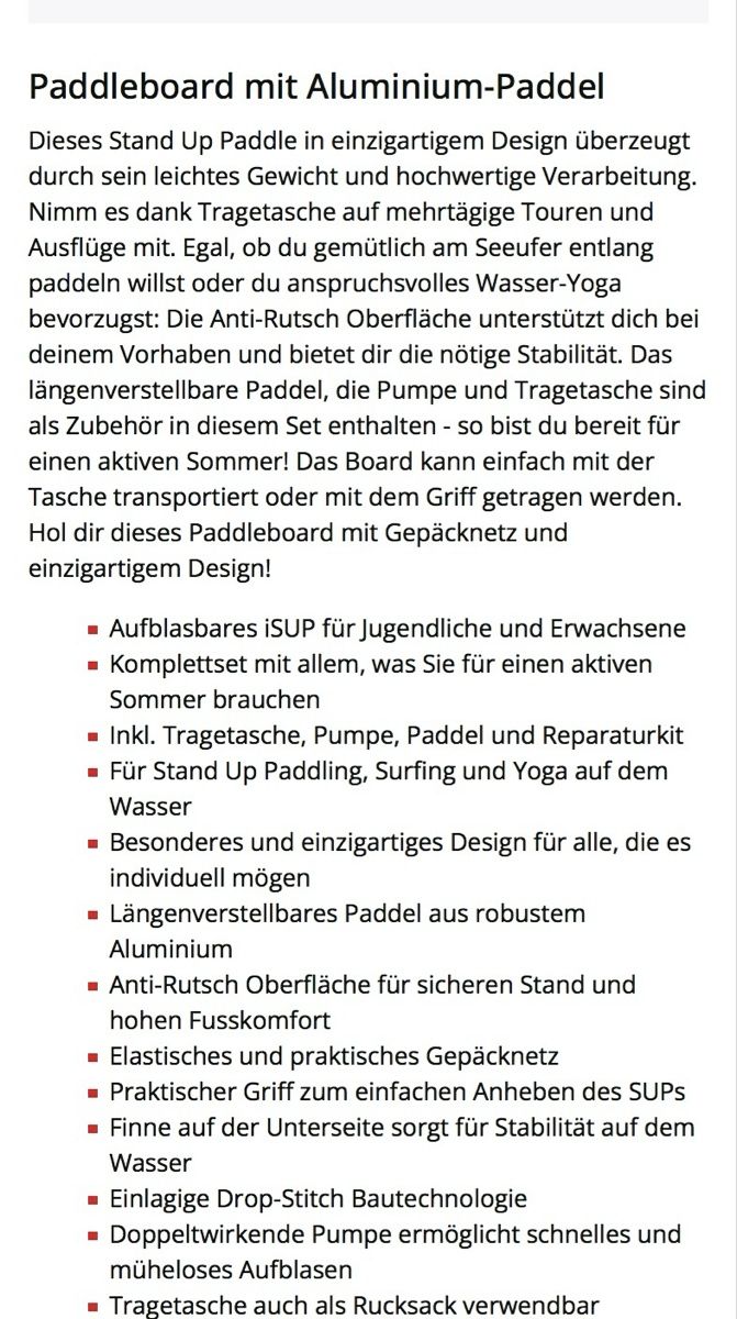 Gonser Tavole da surf e di nuoto: Stand Up Paddle Set schwarz/weiss, neuwertig – Nuovo e nell'imballaggio originale da Busswil BE venduto da saaschaa__ 6