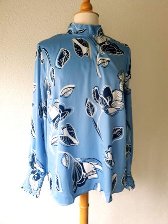 BLUSE TUNIKA 46 XL BLAU WEISS , TOP ZU Strickjacke JACKE